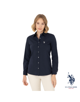 US Polo dark blue shirt with silver buttons & logo