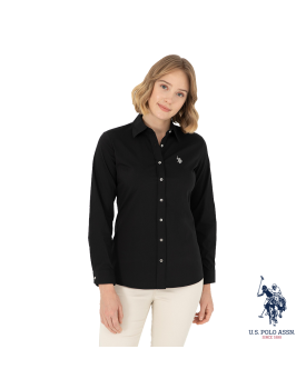 US Polo black shirt with silver buttons