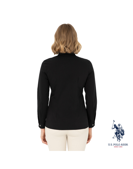 US Polo black shirt with silver buttons