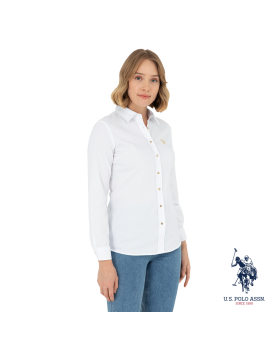 US Polo white shirt with golden buttons