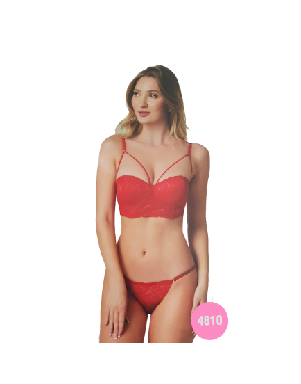 NBB Women's Strapless Supported Bra Panty Set Red
