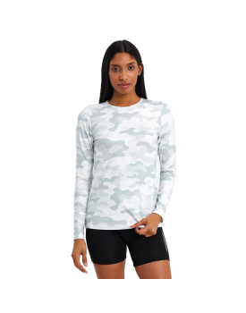Lycra sports T-shirt with long sleeves, white and gray
