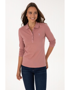 USPA polo cotton pink With buttons