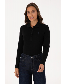USPA polo cotton black With buttons
