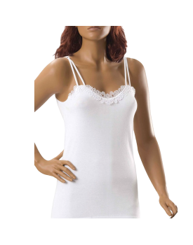 Women's Rope Strap Laced White Singlet 