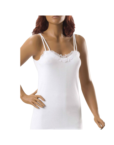 Women's Rope Strap Laced White Singlet 