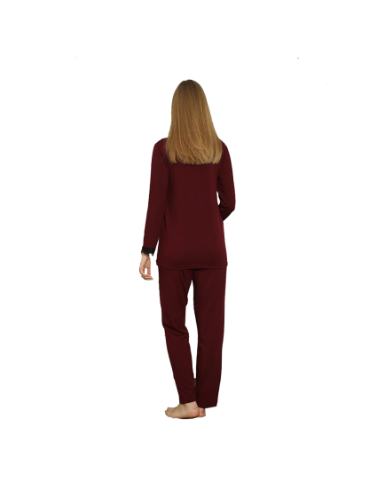 Cotton pajamas for pregnancy, burgundy color