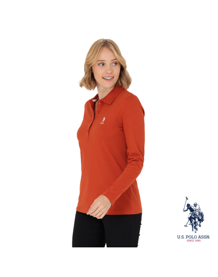 US Polo long sleeve cotton orange With buttons