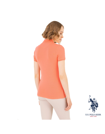 USPA polo cotton light orange neck t shirt