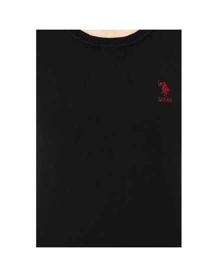 USPA cotton black Knitted crew neck T-shirt