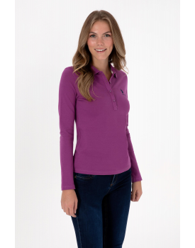 USPA polo cotton purple With buttons